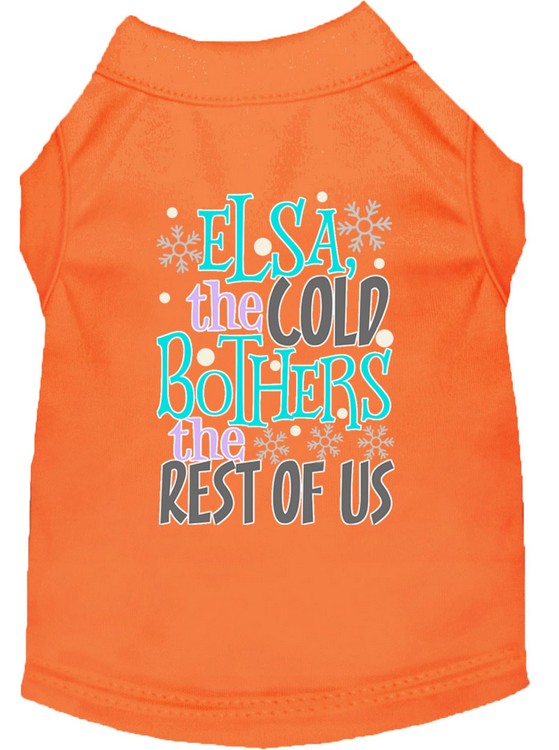 Elsa, the Cold Screen Print Dog Shirt Orange XS